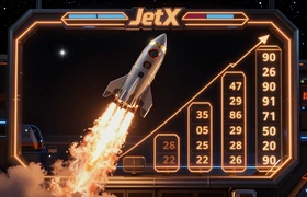 JetX Crash Game von SmartSoft Gaming - Rakete steigt mit wachsendem Multiplikator bis zum Crash